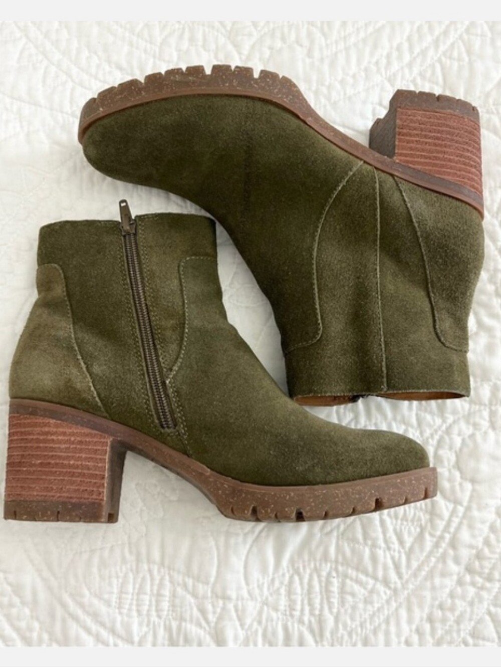 Kork Ease Korks Esmerelda Green Herb Suede Platform Boots 7 Earthy Fall